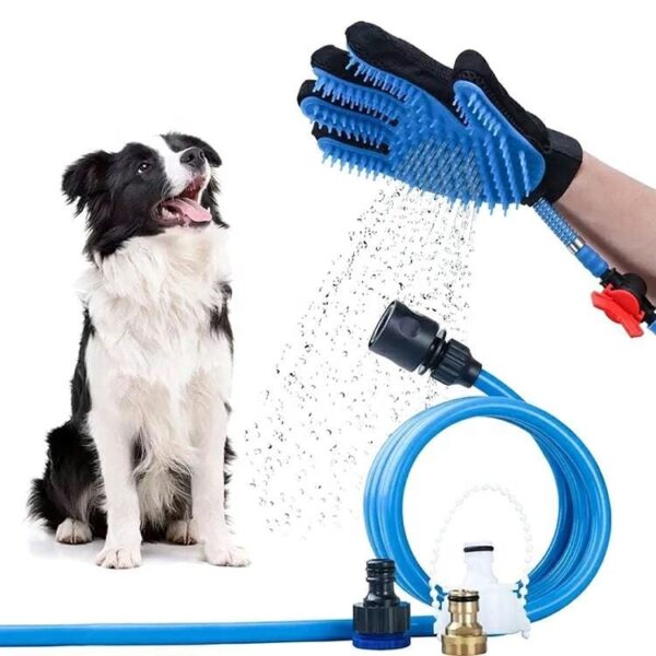 3 in 1 Glove Set for Pets Brush Shower Spray Hair remover Glove, Dog & Cat Grooming and Bathing Glove Set(US customers)