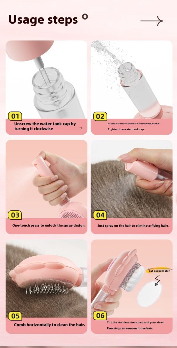 2 In 1 Self Cleaning Dog Brush Comb With Spray Pets Grooming Hair Remover Combs Brush Floating Hair Pet Grooming Brush